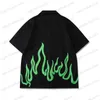 Fatos masculinos Green Flame Imprimir camisas e shorts de verão para homens streetwear Casaul Oversized Hawaii Define solto unisex roupas de praia T240122