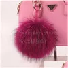 Keychains Lanyards Luxury 15Cm Fluffy Raccoon Fur Ball Real Key Chains Pompom Pompon Keyring Charm Women Bag Pendant 221119 Drop Deliv Dhejy