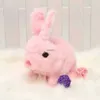 Poupées en peluche de Simulation, jouet électrique, trompette de dessin animé, couleur unie, lapin interactif, batterie, poupée animale, jeu quotidien 3 +