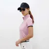 PLAYEAGLE Nuove camicie da golf da donna Camicia sportiva da donna Manica corta Colletto alla coreana Magliette Abbigliamento da allenamento per golf Abbigliamento da donna