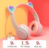 Headphone/Headset Cat Ear Wireless Headphones with Mic Glow Light Stereo Bass Helmets Children Gamer Girls Gifts PC Cell Phone Gaming earphone