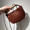 Bags Diagonal Mini Sardine Bag First Women's Layer Sheepskin Woven Real Leather Portable One Shoulder