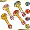 Tubo de mano de vidrio Hittn Tubo de vidrio de tabaco para fumar 4.3 pulgadas Colores americanos Pipe de vidrio con cabeza de plateado Venta de mano 2024