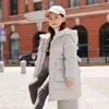 Down Coat Balabala Children's Girls 'Mid-längd 2024 Fashionable Clothing Thicked White Duck Batch