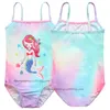 Filles arc-en-ciel licorne une pièce maillot de bain à bretelles mode fille cravate-teint bikini ensemble 2-9T enfants dessin animé sirène maillot de bain imprimé 2 style