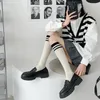 Women Socks Knitting Cotton Stockings Japanese Style Striped School Students Knee Sweet Girls Kawaii Long