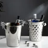 Balde de gelo elegante e criativo, aço inoxidável, martelo dourado, padrão, vinho tinto, champanhe, barril 240122
