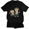 メンズTシャツMuay Thai Bear Funny Print Thirt Tshirt Women Cotton Plus Size Harajuku短袖Tシャツ夏のファッションストリートウェアトップT240122