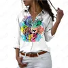 Blusas femininas verão senhora camisa colorida animal 3d impresso estilo casual senhoras moda tendência