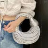 Storage Bags Handbags For Women Gold Luxury Designer Handwoven Noodle Rope Knotted Pulled Silver Evening Clutch Chic Holder Container