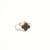 Designers smycken klöver rostfritt stål fyra bladgräs Fritillaria öppen ringstorlek justerbar personlig ring kvinnlig handstycke