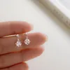 Stud Earrings TOYOOSKY 925Sterling Silver Four Claw Square Diamond Ear Studs Ins Style Small Design Sense Temperament Jewelry Female