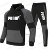 Tracksuits voor heren 2024 Spring en herfst nieuwe heren herfst en winter sportkleding hoodie kleur matching pak sport heren casual trui jogging pak T240122