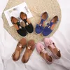 Panie 2024 Sandals Buty modowe Pasek Kamienia płaski z oddychającym swobodnym okrągłym palcem stałym dużym rozmiarem 18943 88572