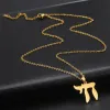 Hebrew Letter Chai 14k Yellow Gold Necklace Life Mark Personalized Hip Hop Pendant Punk Boys and Girls Jewelry Festival Gift