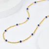 Wisiorki Sterling Srebrne odstępy Naturalny łańcuch Lapis Lazuli Naszyjnik dla kobiet Blue Stone Proste szyka