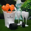 Veuve Clicquot Flute da champagne in plastica, vetro, secchiello per il ghiaccio, lavastoviglie, sicurezza, bianco acrilico, imitazione trasparente 240122