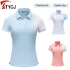 TTYGJ Vrouwelijke Turn Down Kraag Golfshirt Dames Patchwork T-shirt met korte mouwen Dames Ademend Sneldrogend Sport Tops Sportkleding