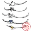 Sterling Sier Moments mousseux souris coeur fermoir serpent chaîne Bracelet pour femmes breloques à assembler soi-même perles