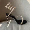 Rene Caovilla Sandales en daim ornées Margot Snake Strass Talons aiguilles Femmes à talons hauts Designers de luxe Cheville Wraparound Chaussures de soirée fa c1kh #