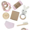 Подарочные наборы Детское полотенце Born Bath Set Подарочная коробка Двухстороннее хлопковое одеяло Деревянные погремушки Браслет Cloghet Продукты Прямая доставка Dhlbo