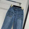 Designer Jeans 2024 New Spring Summer Fashion Panelled Straight Pants Brand Same Style Pants Luxury Women's Clothing 0122-3