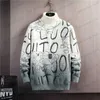 Erkek Sweaters 2022 Yeni Kış Lüks Kaşmir Yurböceği Erkek Sweaters Kalın Sıcak Kişilik Mektubu Sweater Erkekler Harajuku Erkek Sulak T240122