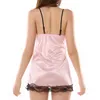 Women's Sleepwear Women Pink Sexy Lingerie Nightdress Female Lace Lady Solid Nightgown Homewear Modal Mini Sleep Dress