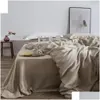 Conjuntos de cama Livesthete Luxo 100% Seda Cinza Conjunto Mulheres Beleza para Cuidados com a Pele Duvet Er Queen King Bed Roupa Grande Sono Drop Entrega H Dhchw