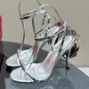 2024 Primavera Verano NUEVO Estilo Mujeres Sandalias de tacón alto Ronda Peep Toe Tobillo Hebilla Correa Alta Calidad Cuero Genuino Marca Diseñador Vestido Sandalias Mujer