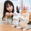 Plyschdockor realistiska söta vita plysch kaniner livtro djurfoto rekvisita kanin simulering kanin leksaksmodell födelsedagspresent