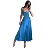 Traje de baño para mujer Pareo Mujeres Playa Cover Up Vestido 2024 Ropa Verano Slim Fit Bolsillo Alta Cintura Correa Sólido Spandex para traje de baño Traje de baño