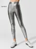 Capris Summer Women Sexy Metallic Luster Pencil Leggins Pants Fashion Streetwear High talia błyszczące złote różowe zielone legginsy