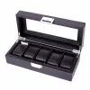 High-end New Lockable Red Sewing Carbon Fiber Black PU Leather Luxury Jewelry Watch Storage Display Packaging Gift Box