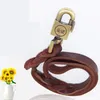 Apparel High Quality Bredd 2cm läder Big Dog Harness Retro Bronze Interface Liten Pet Dog Lash Strong hundtillbehör ROPE ZL224