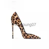 Sandals New Latest Design Ladies High Heels Court Shoes Leopard Print Shallow Mouth 12cm Pencil Heel Women Leopard Evening Party PumpsJ240122