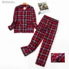 Kadın Uyku Salonu Sktarwear Kadın Pijamaları Set bayanlar Sıcak Flanel Pamuk Ev Aşınma Takım Sonbahar Kış Kışlı Ekose Baskı Pijama Uykusu Plus S-XXXLL240122