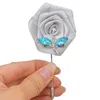 Flores de casamento pino de cetim buraco de botão cristal borboleta corsages boutonnieres terno masculino broche festa xh1807