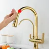 Kökskranar Touch Filter mässing Cold Mixer Tap 3 Ways Pure Drinking Taps Smart kran