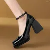ドレスシューズスプリングハイヒール女性マリージェーンズ2024ロリータファッションスクエアトーパーティーエレガントなポンプfemme zapatos