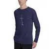 Men's Polos White Faith Cross Long Sleeve T-Shirts Sweat Shirt Plain T-shirt Mens Funny T Shirts