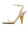 Summer Luxury Women Knot Sandals Shoes Sculptural Metal Stiletto Heels Party Dress Wedding Lady Luxury Brand Gladiator Sandalias EU35-43