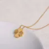 Fashion jewelry clover Lucky Four Leaf Grass Embossed Twill Necklace 18k Gold Luxury Light Luxury Small Design Sweater Chain Accessories