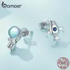 Boucles d'oreilles Bamoer 925 en argent Sterling Spaceman vaisseau spatial asymétrique boucles d'oreilles pour femmes fête et cadeau d'anniversaire bijoux fins