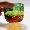 2024 Edo Kiriko Amber Crystal Shot Glasses Drinkware Glass For Sake Baijiu Tequila Bar Cocktail Bullet Cup Hand Engraved 2oz