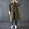 Women's Trench Coats Fashion Large Size Coat Korean Spring Autumn Single Breasted Long Windbreake Retro Casual Loose Female Overcoat