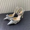 Sandały w stylu Glitter Crystal Kobiety Pumps Sexy Kids Pasphestones Bowknot Wedding High Heels moda letnia impreza butów producentów240122