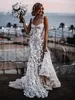 Abiti da sposa sirena country Sexy applicazioni di pizzo Perline di cristallo Abiti da sposa Sweep Train Corsetto Indietro Plus Size Vestido de Noiva 01