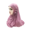Ethnic Clothing Big Girls Flower Hijab One Piece Amira 60 60CM Muslim Women Hijabs Turban Islamic Pull On Headscarf Wrap Cap Hat Pray Shawl