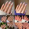 False Nails 24pcs/Box取り外し可能なアーモンドウェアラブルフレンチスティレットフェイクフルカバーネイルチッププレスオン